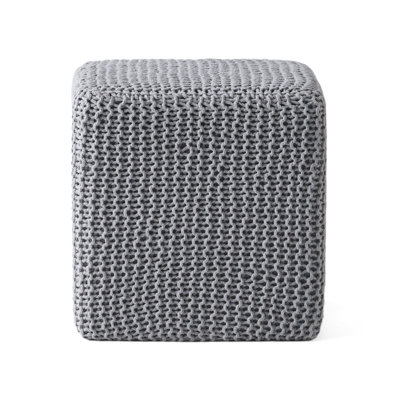 Gray Cotton Hand Crafted Knitted Foot Stool - Soft , 16.01 Inches Deep, Wide, High, Simple To Handle Of Thread Crafted, Soft, Size, Low Maintenance