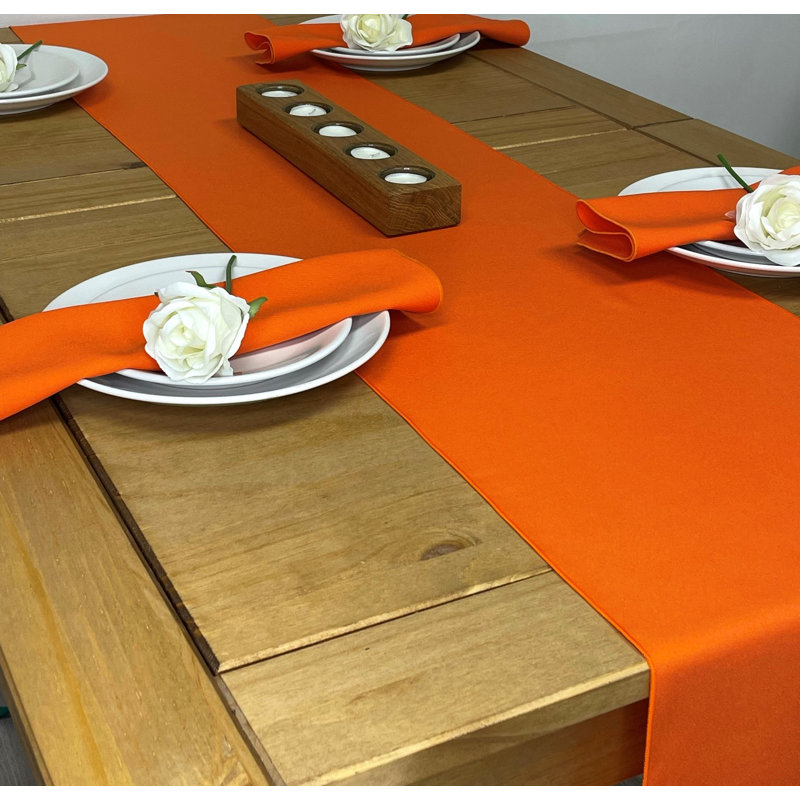 Teal Table Runner 14" x 144" (35cm x 365cm), Orange, 35cm W x 248cm L