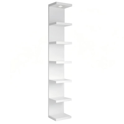 Étagère murale à 7 niveaux, laquée blanche, avec éclairage DEL télécommandé.