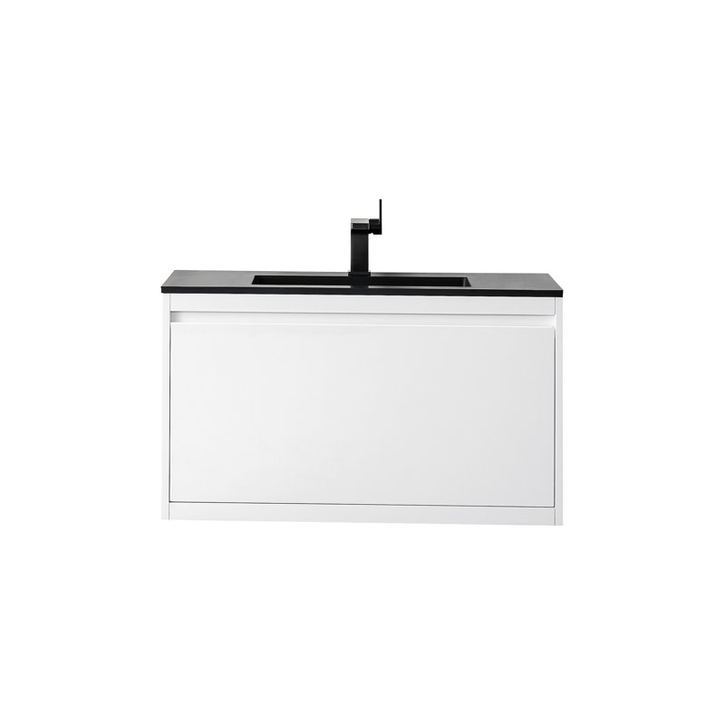 Mantova 31.5'' W Single Vanity, Glossy White, 31.5'' W, Charcoal Black