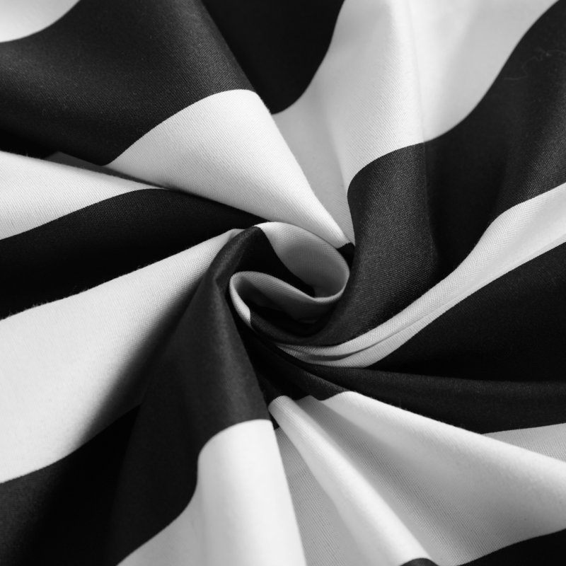 Twin Black and White Striped Microfiber Duvet Cover Set