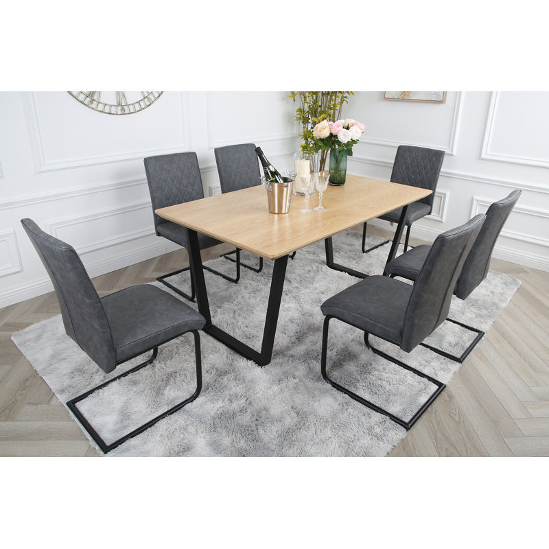 Asfand 6 - Person Dining Set, Oak, Grey
