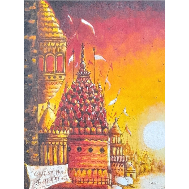 Les dévots à Varanasi Ghat | Acrylique sur toile | Par Anirban Seth