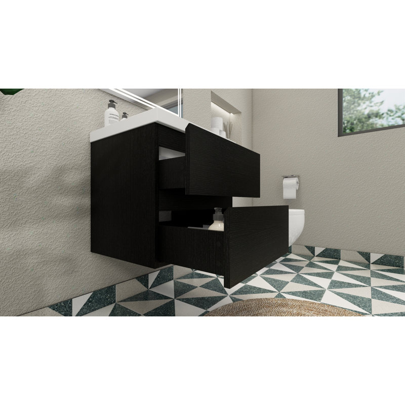 Ensemble de meuble-lavabo simple 24 po Hridhaan, Noir