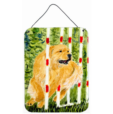 "golden retriever" , reproduction d’art sur plaque