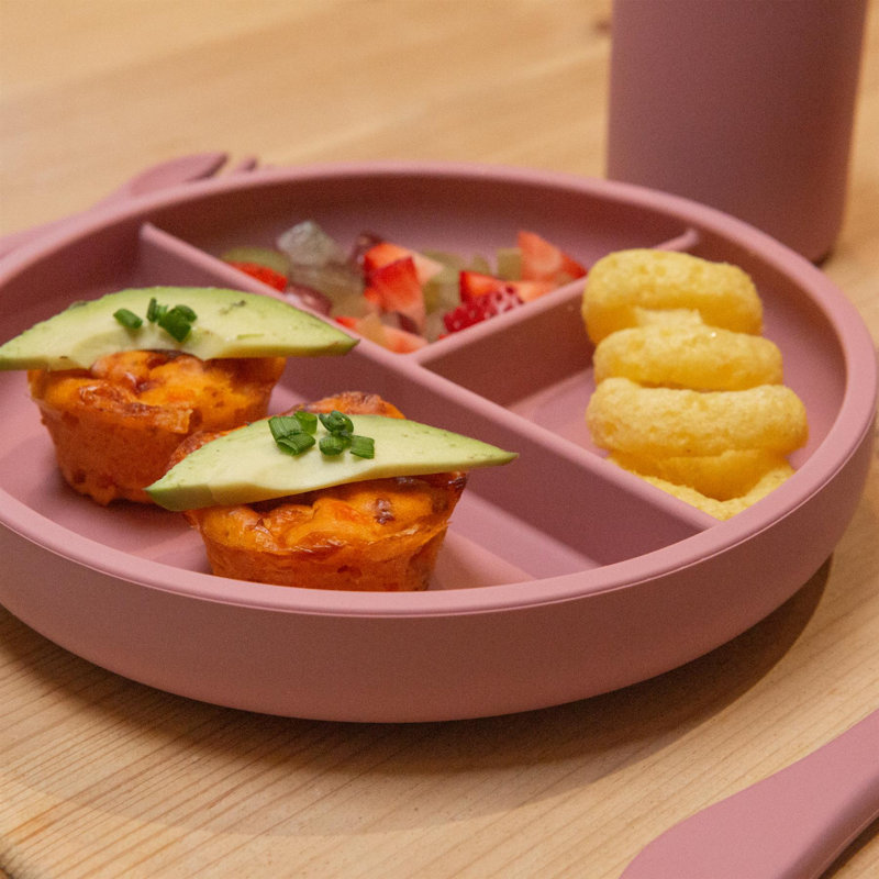 Tiny Dining - Baby Divided Silicone Suction Plate, Pink