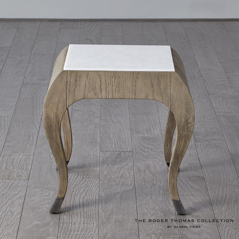 Paris Marble End Table, Grey Sandblasted Oak, White