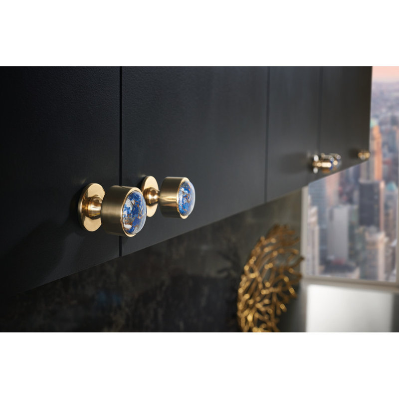 Firesky Diameter Knob, Polished Brass, Mohave Lapis, 1 1/8"