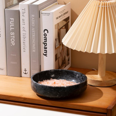 Grand bol décoratif de 6,7 po, bols décoratifs en marbre naturel pour la décoration intérieure, bol à clés, bol à bonbons, bol à tache, centre de table basse (noir naturel)