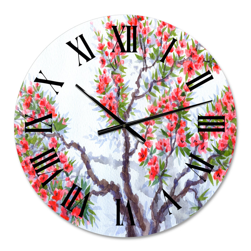 Fleurs rouges du printemps - Horloge murale traditionnelle, Petit