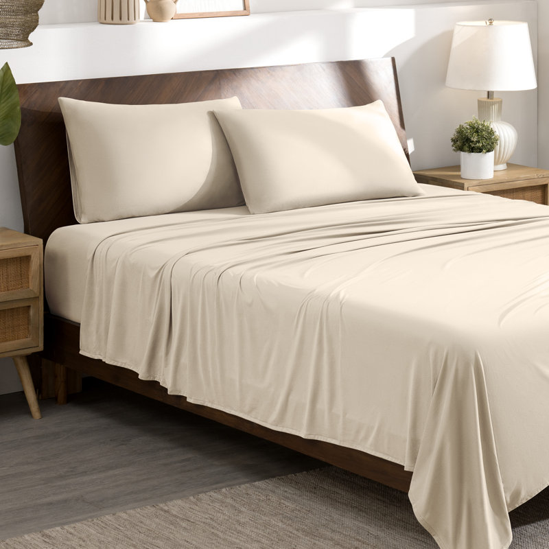 Microfiber Stretch Sheet Set, Sand, Queen Sheet Set with 2 Standard Pillowcases