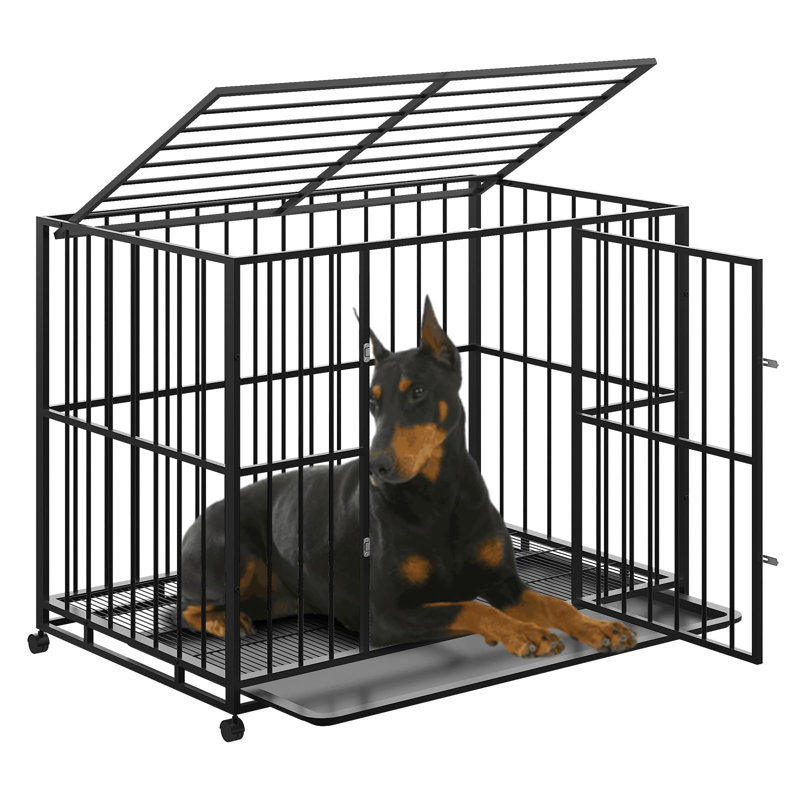 heavy duty dog crate, 34.9" H x 48" W x 29.5" D