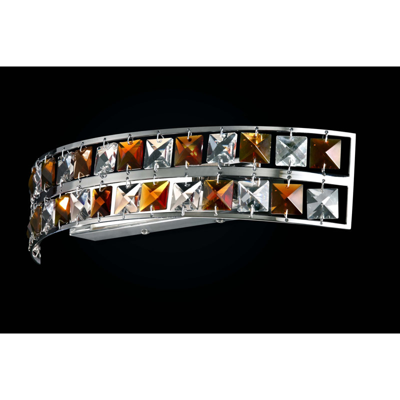 Flush Mounted Sconce, Crystal, amber and polished chrome