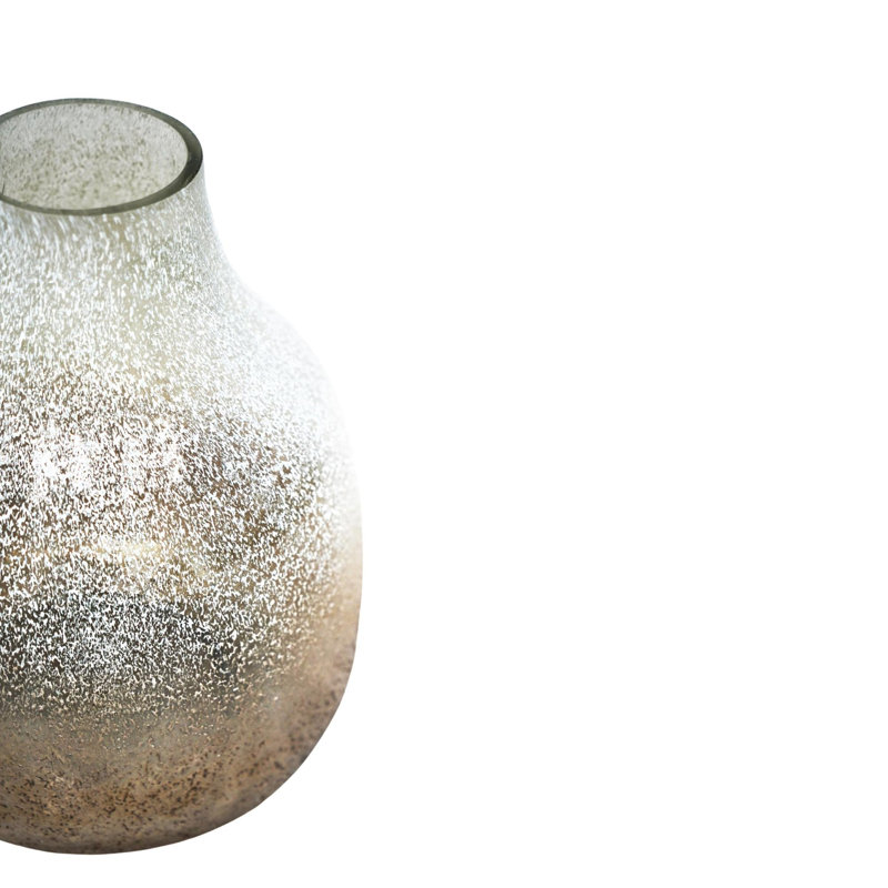 Verre Round Frosted Glass Vase, Gold Frosted