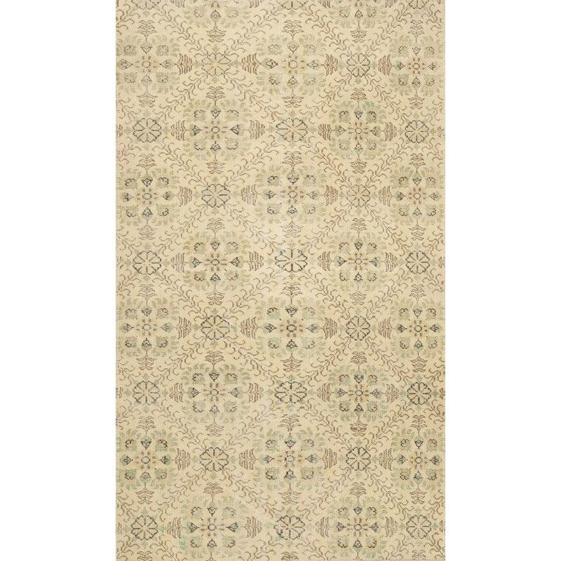 Tapis contemporain beige / olive clair, Rectangle 4 pi x 6 pi