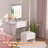 Vanity Set For Small Bedrooms - Small Space Makeup Vanity With Stool, Compartmentalized Drawers & 20Cm Foldable Side Tables (Left And Right)