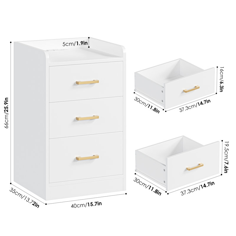 Ensemble de chambre à coucher moderne 3 pièces avec lit de rangement à DEL et tables de chevet, Grand