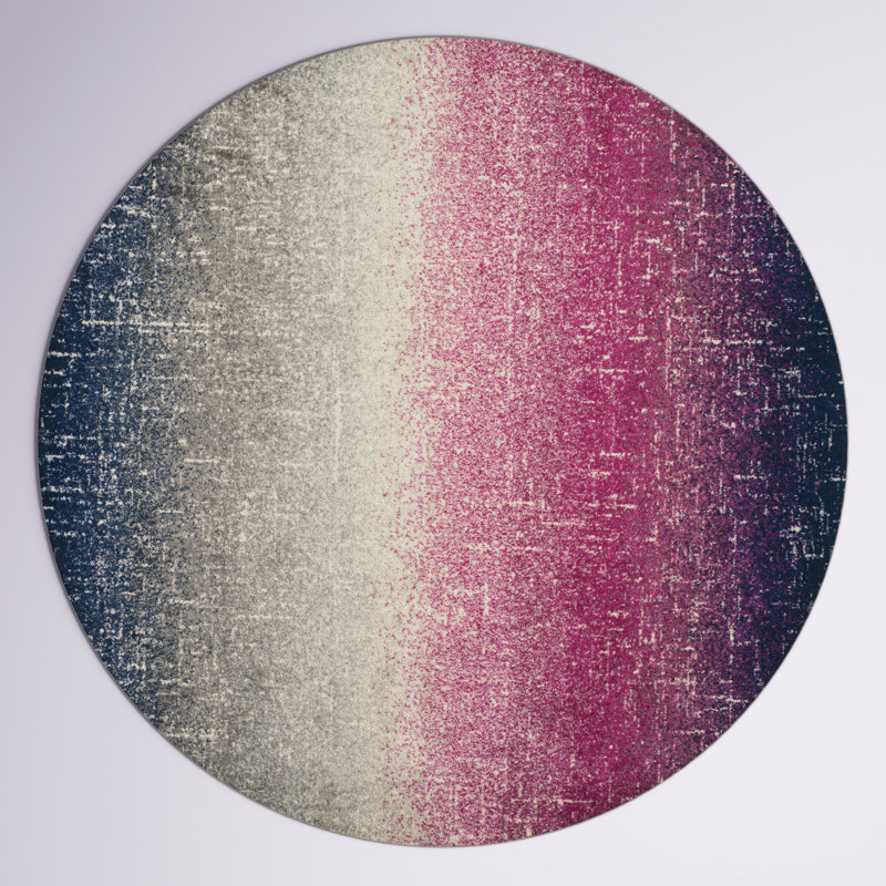 Tapis fuchsia / bleu marine Christa, Rond 6 pi