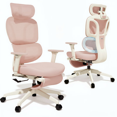 Ergonomic Mesh Task Chair, High Back Office Chair with 3-Level Recline Lock, Task Chair with Adjustable Headrest & Armrest & Backrest, Lumbar Support, and Retractable Footstool