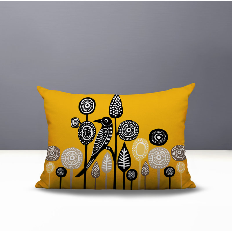Oreiller rectangulaire réversible intérieur / extérieur pour oiseaux Olli10172025, Jaune, Rectangle H 14 po x l 20 po