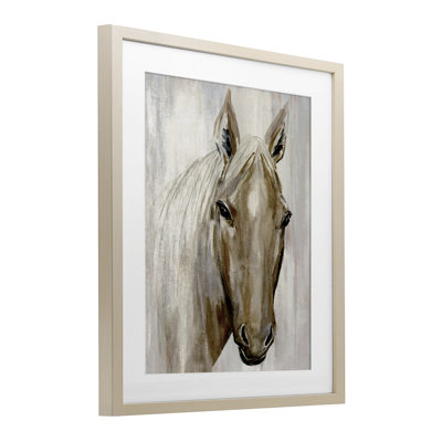 Golden Horse, reproduction sous verre encadrée, conception par Hannah Dawson