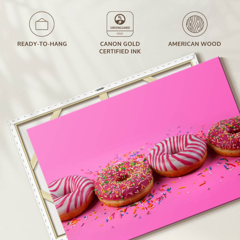 Yarlin Pastel Pink Doughnuts, 16" H x 24" W