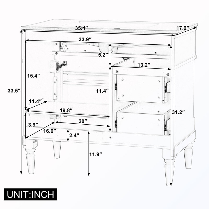 Freestanding Bathroom Cabinet With Flip Drawer, Black