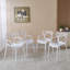 Ensemble de salle à manger 1 + 4,5 pièces, table de salle à manger à pieds en métal Mid-Century pour 4-6 personnes avec plateau en panneau de fibres à densité moyenne, table de salle à manger à piédestal, table basse de loisir, ensemble blanc-17335195-17335197