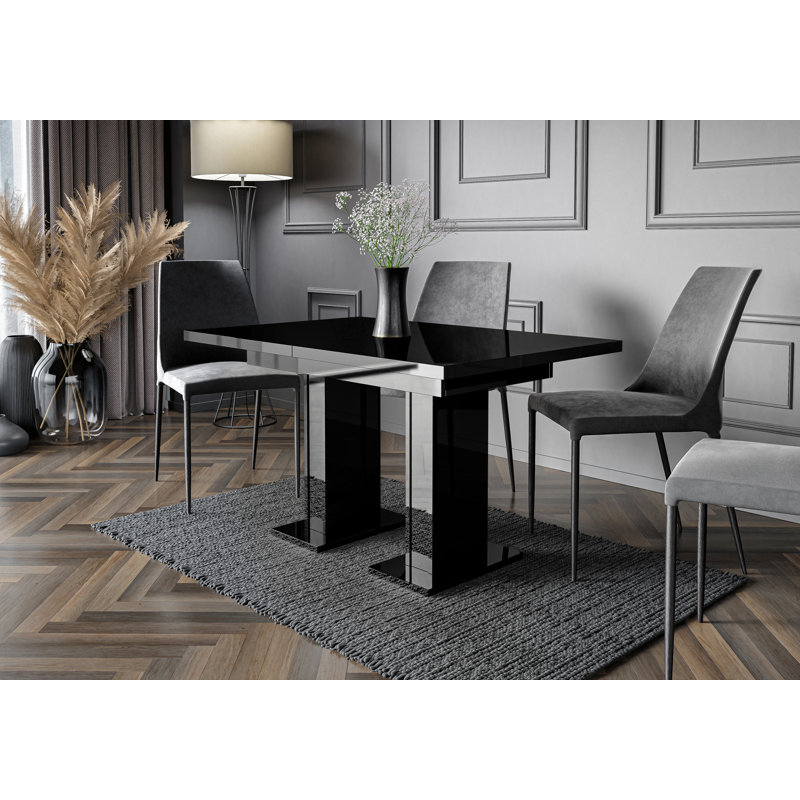 Helme Extendable Dining Table,  Black Gloss