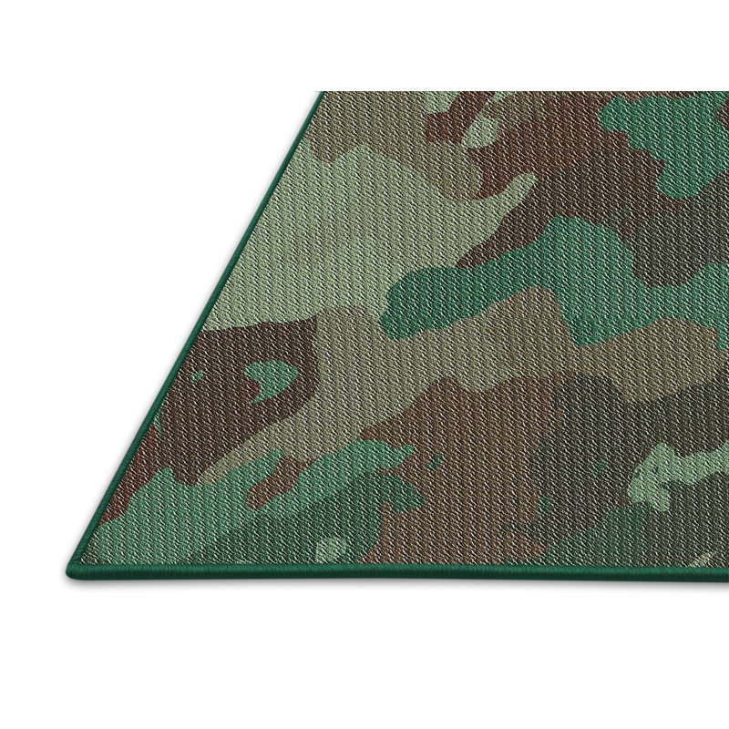 Tapis vert/brun à motifs, Rectangle 5 pi x 7 pi