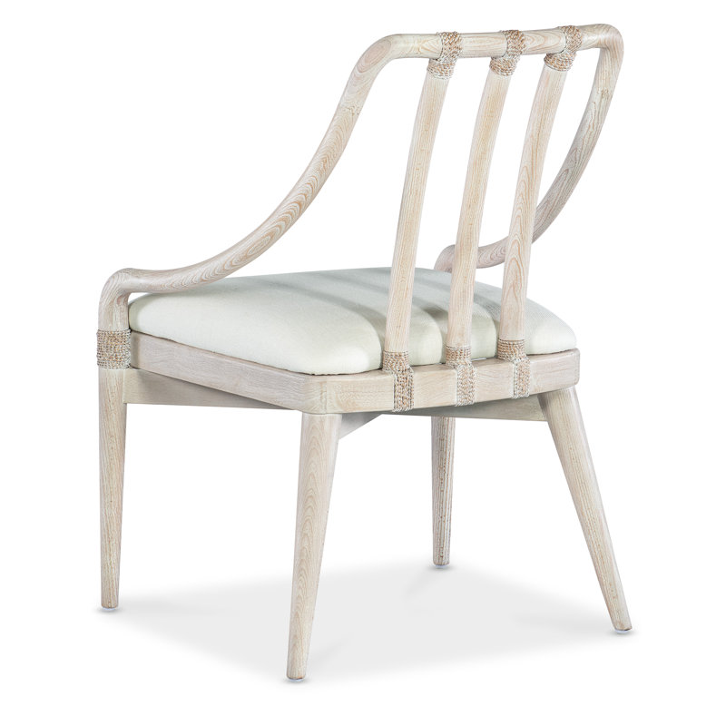 Cream Linen Upholstered Slat Back Side Chair