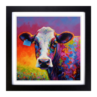 Cow Color Field Painting No.3 - Framed Print