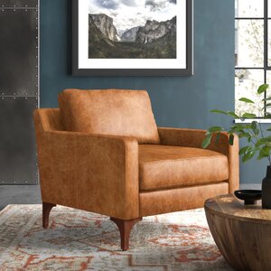 Union Rustic Full-Grain Genuine Italian Leather Accent Chair tan