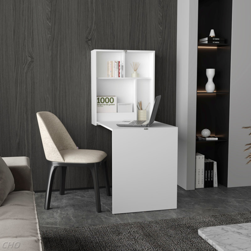 Kaplar 33" Wide  X  23" Deep Folding Table With Four Shelves, Floating Table, Retractable Table, Floating Desk, Ironing Table