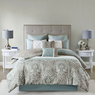 King 8 Piece Bedding , Style, Accents, , Machine Washable Comforter Package, Pieced And Design, Theme, Fill, Steam Iron Available