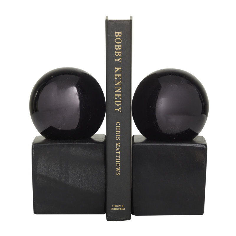 Serre-livres antidérapants Zullo, H 7,05 po x l 3,80 po x P 3,80 po, Noir, noir, noir, noir