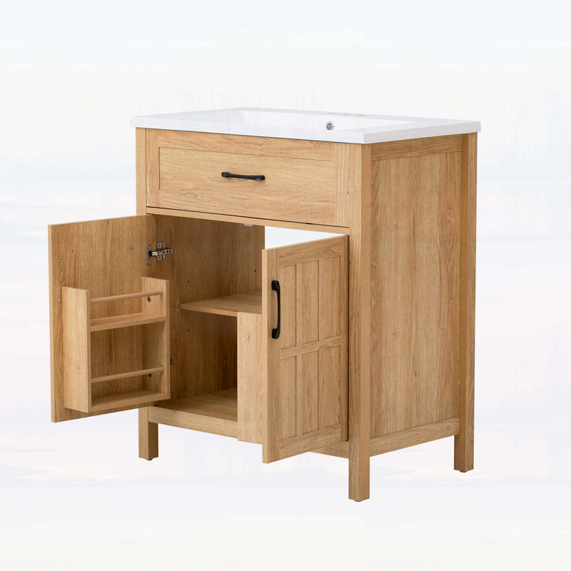 Farmhouse Bathroom Vanity with Resin Sink,Adjustable Shelf