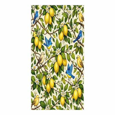 1 serviette de plage vibrante pour citronnier, avec citrons jaunes et oiseaux bleus sur fond clair, grande microfibre pour voyage, activités de plein air, design artistique, unisexe