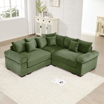 Oversized Cloud Modular Sectional Couch,Convertible Sectional Couches Deep Seat Extra-Wide Armrests, 10 Throw Pillows Premium Corduroy Fabric, Ergonomic Design,Easy Assembly, For Living Rooms