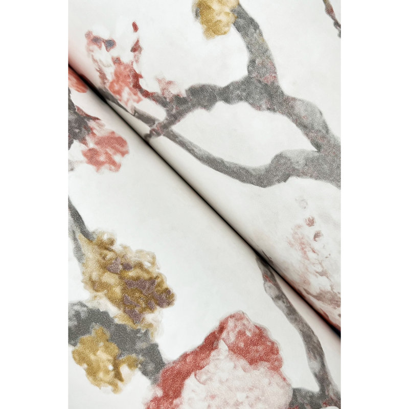 Papier peint rose Avril Chinoiserie, Orange