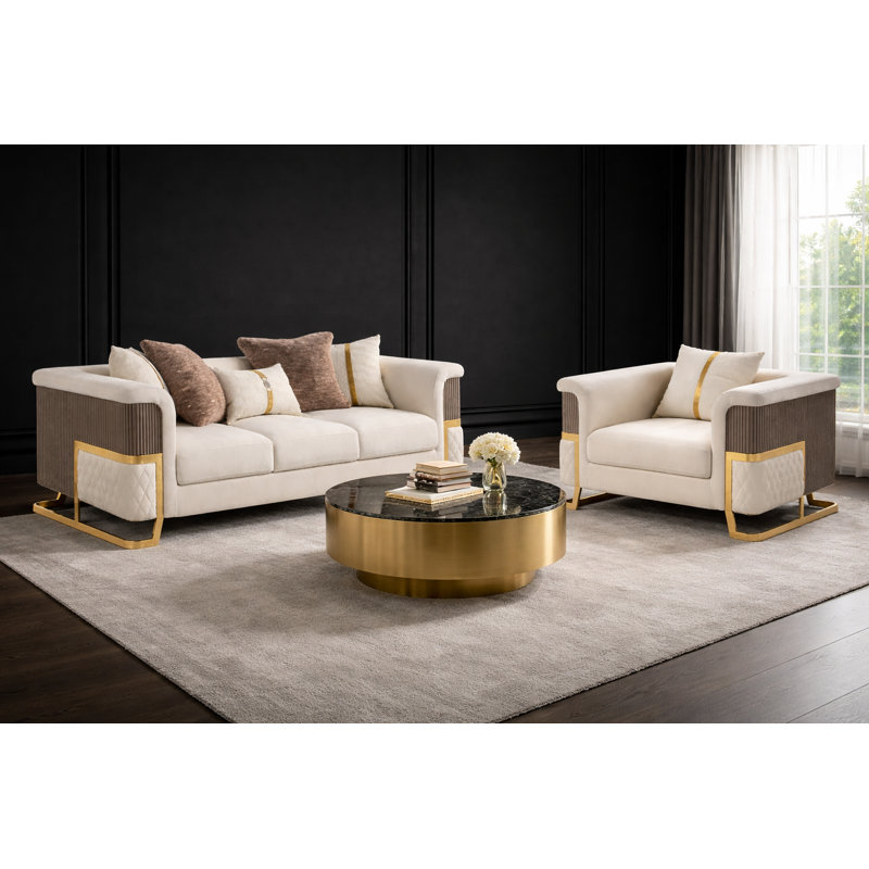 5825 Canapé Malibu + chaise en blanc, Blanc