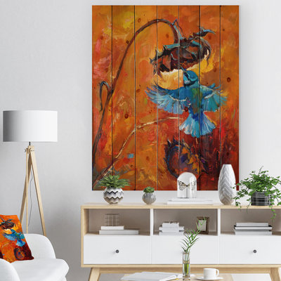 Colibri - peinture sur bois sans cadre