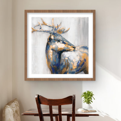 Golden deer - Contemporary Contemporary, reproduction encadrée