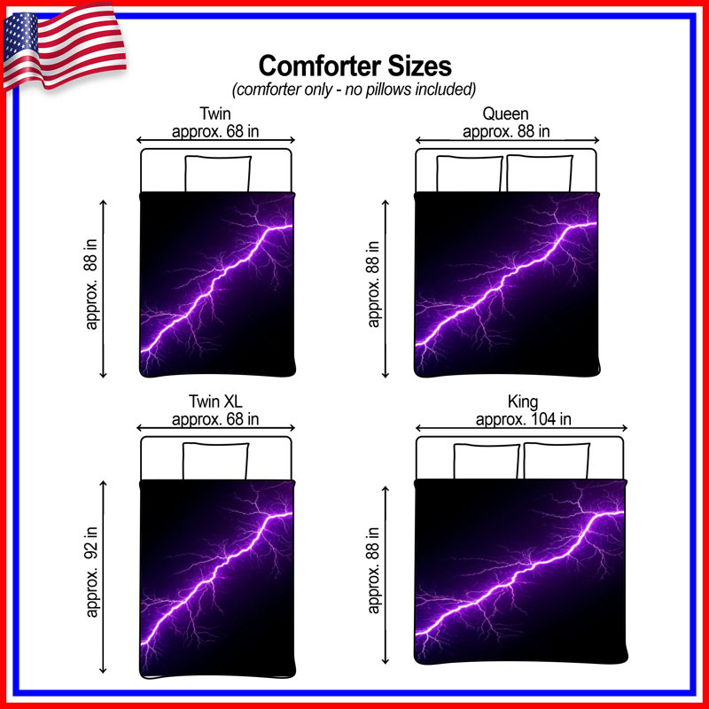 Purple Lightning Bolt Comforter, Twin