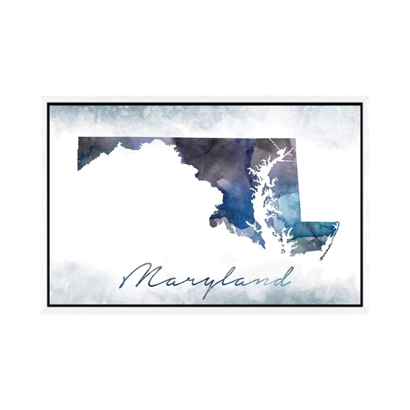 Maryland State Bluish - Print on Canvas, 101.6cm H x 152.4cm W x 3.81cm D, White Framed