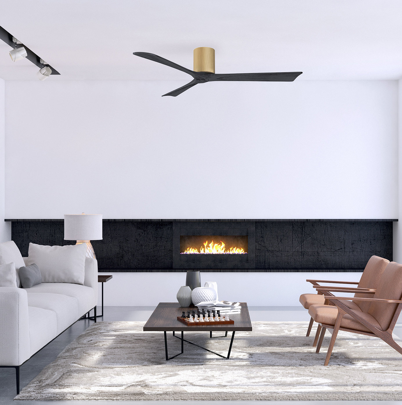 Olivier 3 Blade Ceiling Fan, Matte Black, Light Maple, 60"