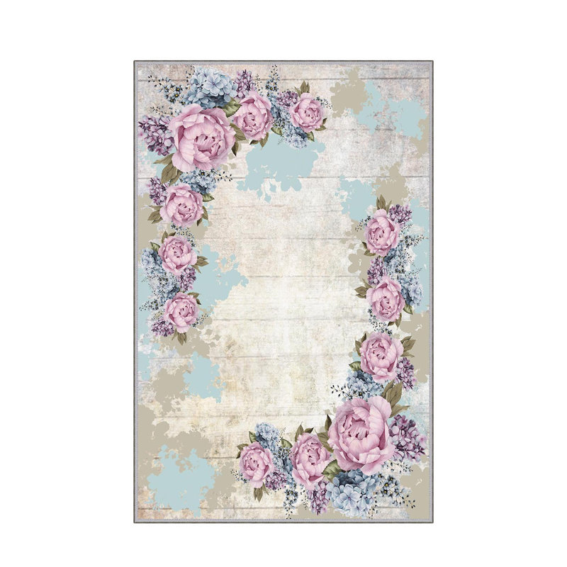 Stylish Hall Carpet (3.3 x 6.6 ft), 100% Polyester, 0.3 in Pile Height | Antibacterial, Non-Slip PVC Felt Dot Underside | Machine Washable, 3D Digital Print, Durable & Easy to Clean | Perfect for Entryway & Living Areas