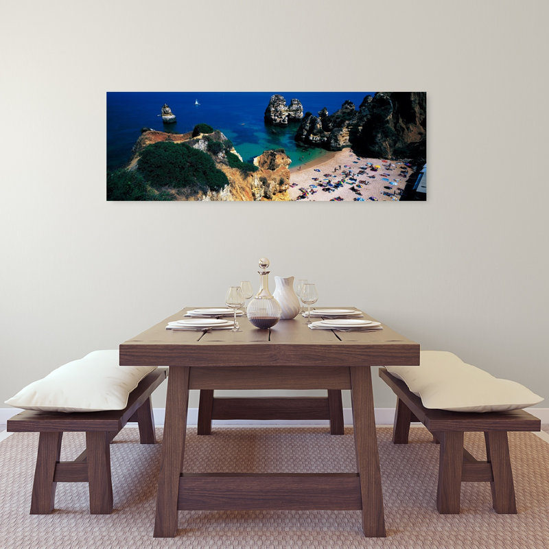 Algarve, Portugal, paisible, contemporain, plage, paysage, art mural, H 16 po x l 48 po