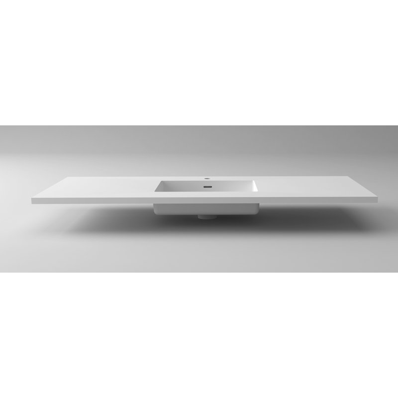 54'' Solid Surface Single Bathroom Vanity Top with Sink, Matte White