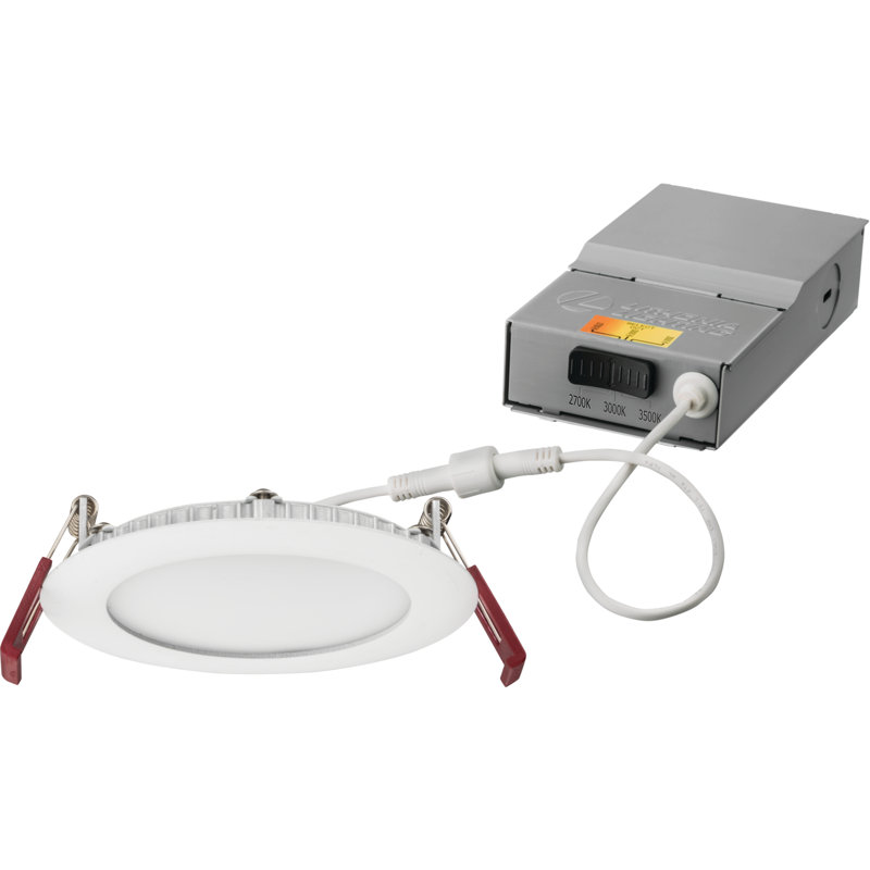 Lithonia Ultra-Thin 4'' LED Downlight Kit in Matte White, Selectable CCT